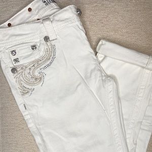 White Miss Me Jean Cropped Skinny
